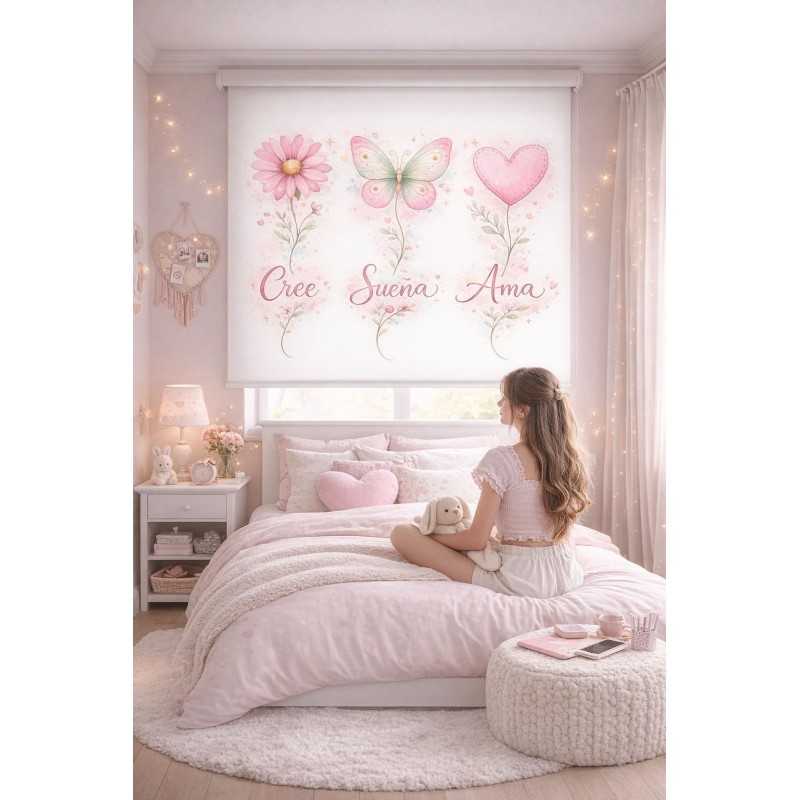 Estor juvenil para chicas | Estor enrollable decorativo adolescente – Cree Sueña Ama | Estores Iroa