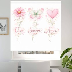 Estor juvenil para chicas | Estor enrollable decorativo adolescente – Cree Sueña Ama | Estores Iroa