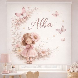 Estor enrollable infantil personalizado con nombre para niña | Estores Iroa