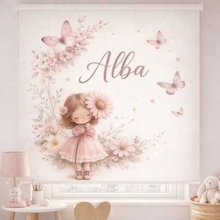 Estor enrollable infantil personalizado con nombre para niña | Estores Iroa