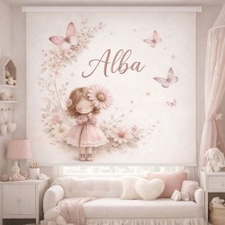 Estor enrollable infantil personalizado con nombre para niña | Estores Iroa