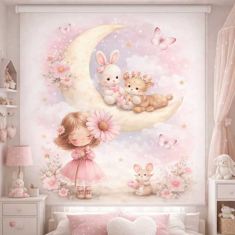 Estor Infantil Unicornio Dulce Abrazo | Estor Enrollable Niña | Decoración Habitación Infantil