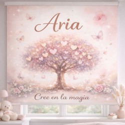 Estor Enrollable Infantil Personalizado con Nombre | Árbol de Corazones – Estores Iroa
