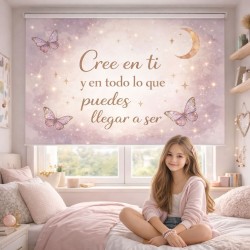 Estor Enrollable Juvenil Personalizado con Texto o Nombre | Estores Iroa