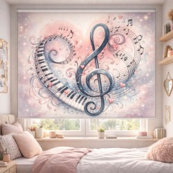 Estor Enrollable Infantil Clave de Sol | Decoración Musical Niña | Estores Iroa