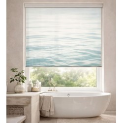 Estor Enrollable de Baño Translúcido con Diseño de Agua | Estor Decorativo Spa