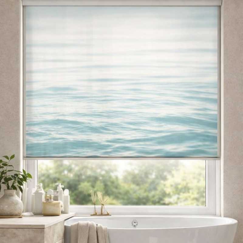 Estor Enrollable de Baño Translúcido con Diseño de Agua | Estor Decorativo Spa