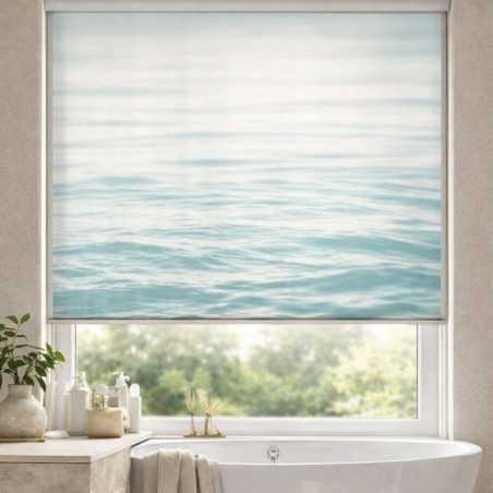 Estor Enrollable de Baño Translúcido con Diseño de Agua | Estor Decorativo Spa
