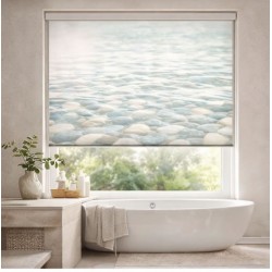 Estor Enrollable de Baño a Medida con Diseño de Piedras | Translúcido, Opaco o Screen