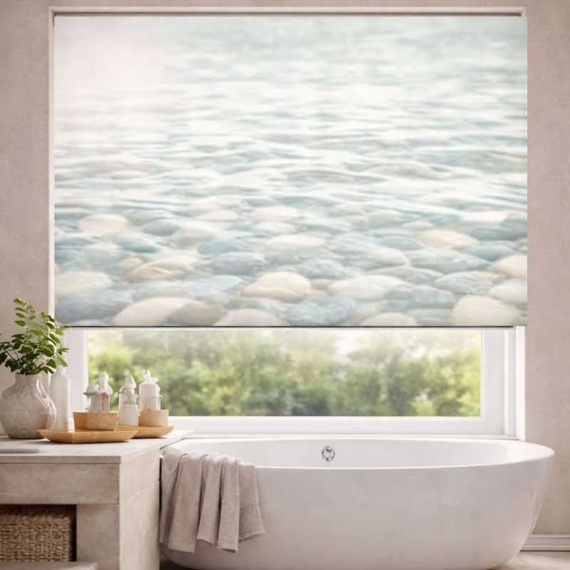 Estor Enrollable de Baño a Medida con Diseño de Piedras | Translúcido, Opaco o Screen