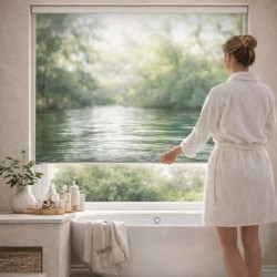Estor Enrollable de Baño a Medida con Diseño de Río | Translúcido, Opaco o Screen