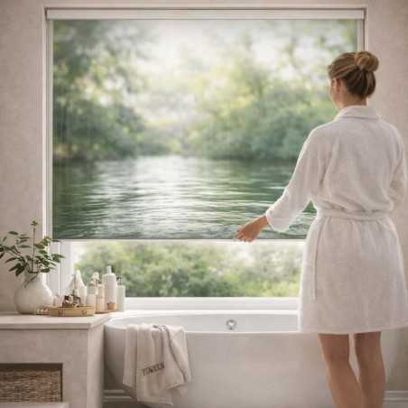 Estor Enrollable de Baño a Medida con Diseño de Río | Translúcido, Opaco o Screen