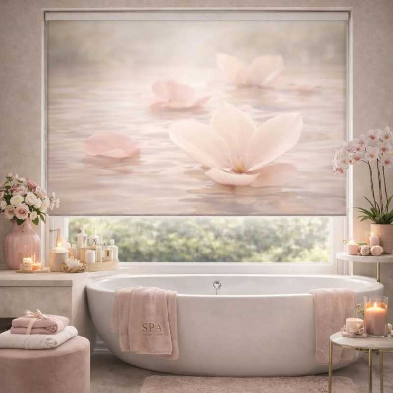 Estor Enrollable de Baño a Medida con Diseño Floral Spa | Fabricado en España