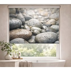 Estor Enrollable de Baño a Medida con Diseño de Piedras | Fabricado en España
