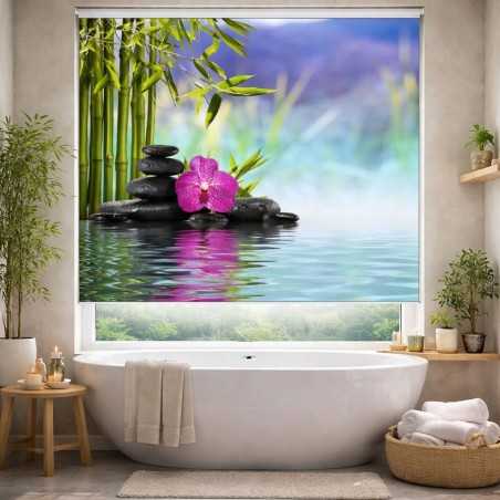 Estor Enrollable Baño Zen 004 Bambú y Orquídea | Estores Iroa
