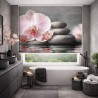 Estor Enrollable Baño Zen con Orquídea Rosa | Decoración Spa Moderna