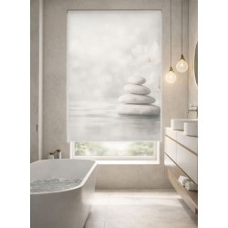 Estor Enrollable de Baño Spa Zen a Medida | Diseño Natura Piedras Blancas | Estores Iroa