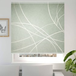 Estor Enrollable de Baño Verde Salvia con Líneas Blancas | Estores Iroa