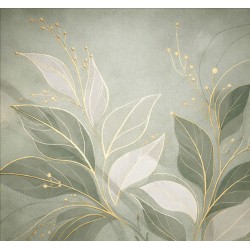 Estor Enrollable de Baño Botánico Verde Salvia con Dorado | Estores Iroa