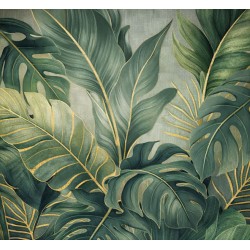 Estor Enrollable de Baño Tropical Verde con Dorado | Estores Iroa