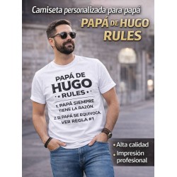 Camiseta personalizada Papá Rules con nombre | Regalo original papá
