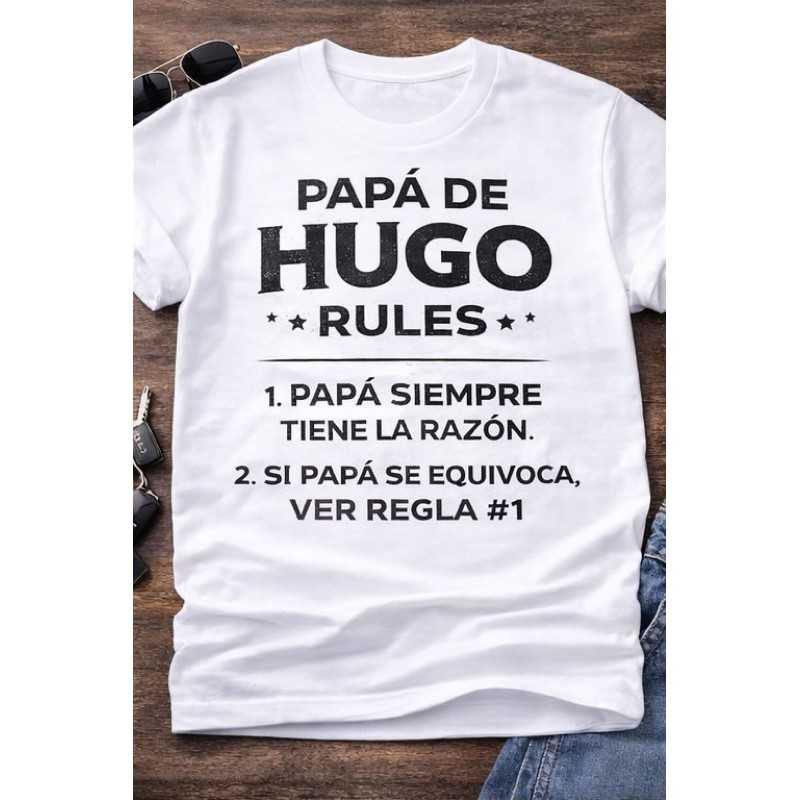 Camiseta personalizada Papá Rules con nombre | Regalo original papá