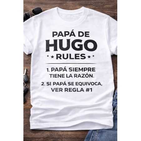 Camiseta personalizada Papá Rules con nombre | Regalo original papá