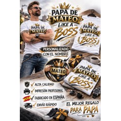 Camiseta personalizada Papá Like a Boss con nombre | Regalo papá