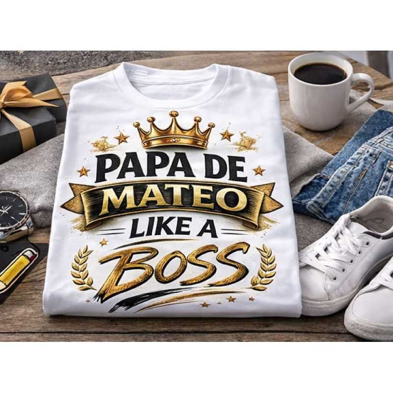 Camiseta personalizada Papá Like a Boss con nombre | Regalo papá