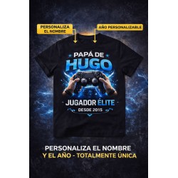 Camiseta personalizada Papá Gamer con nombre y año | Regalo original