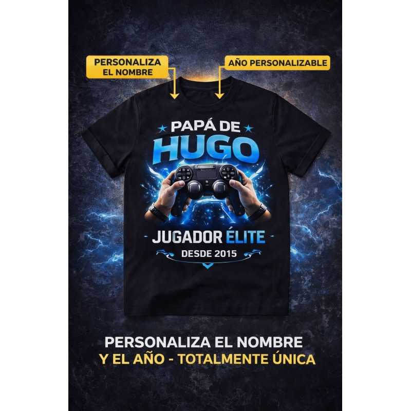 Camiseta personalizada Papá Gamer con nombre y año | Regalo original