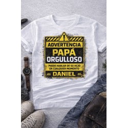 Camiseta Advertencia Papá Orgulloso Personalizada | Regalo Papá