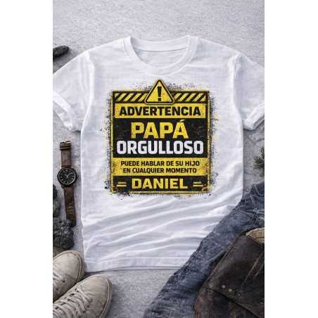 Camiseta Advertencia Papá Orgulloso Personalizada | Regalo Papá