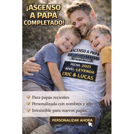 Camiseta Ascenso a Papá Completado Personalizada con Nombres