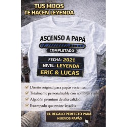 Camiseta Ascenso a Papá Completado Personalizada con Nombres