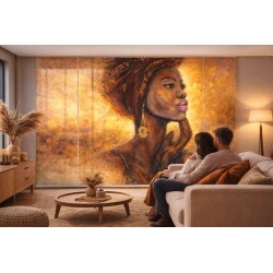 Panel Japonés Moderno a Medida África Dorado | Fabricado en España