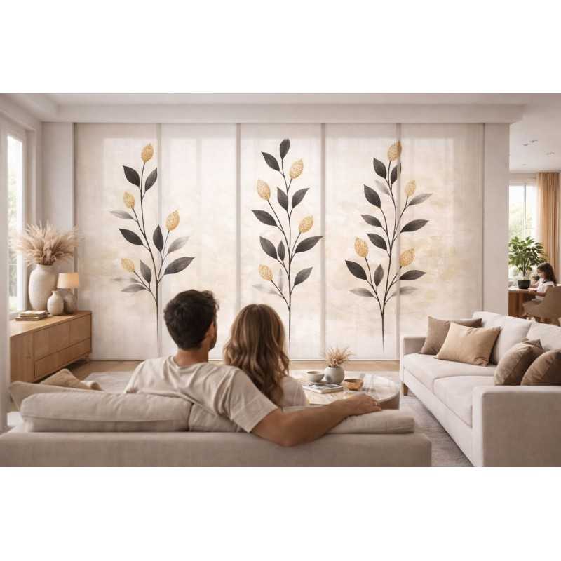 Panel Japonés Floral Moderno Translúcido | Cortina Japonesa Salón