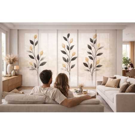 Panel Japonés Floral Moderno Translúcido | Cortina Japonesa Salón