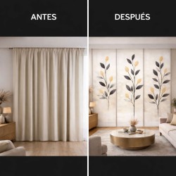 Panel Japonés Floral Moderno Translúcido | Cortina Japonesa Salón