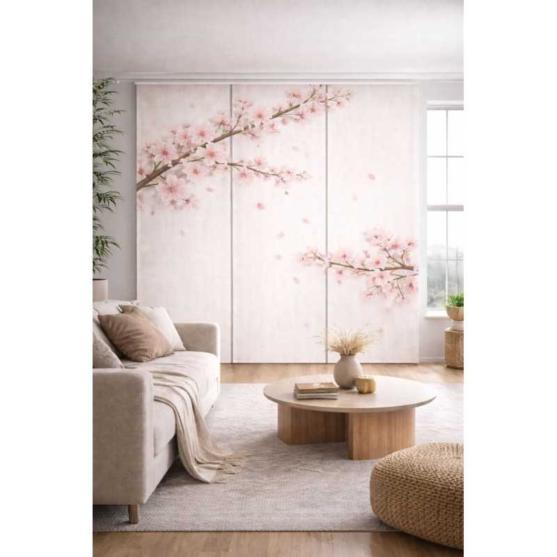 Panel japonés flor de cerezo a medida Kyoto | Panel japonés moderno para salón