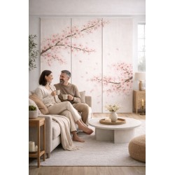 Panel japonés flor de cerezo a medida Kyoto | Panel japonés moderno para salón