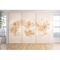 Panel japonés a medida Elegance Gold | Panel japonés moderno beige y dorado para salón