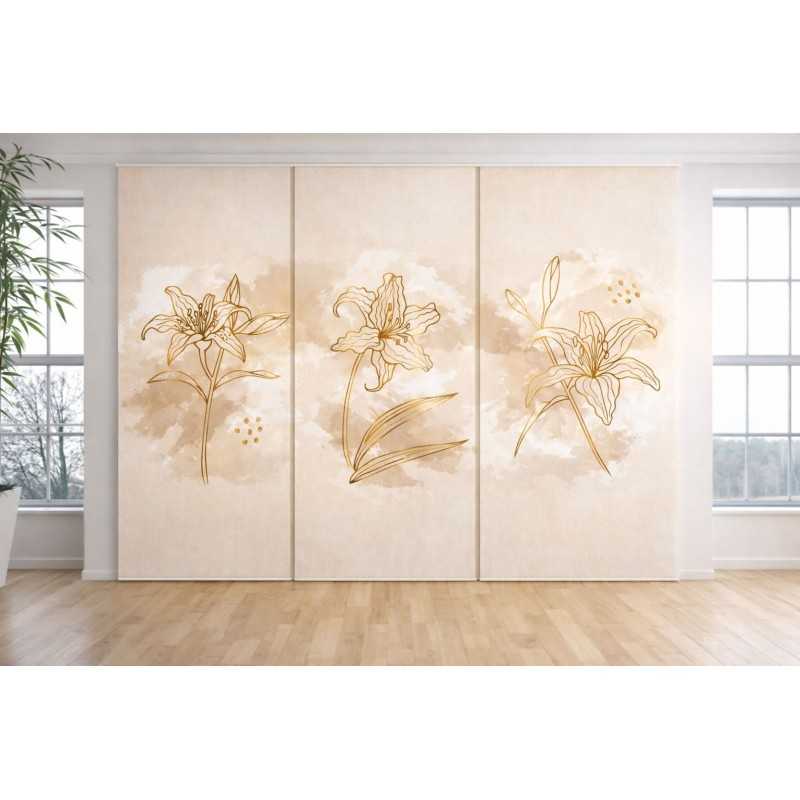 Panel japonés a medida Elegance Gold | Panel japonés moderno beige y dorado para salón