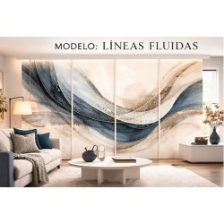 Panel japonés a medida diseño abstracto moderno | Líneas Fluidas| Estores Iroa