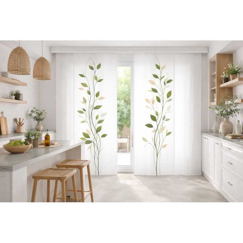 Panel japonés botánico verde a medida | Modelo Silvestre | Estores Iroa