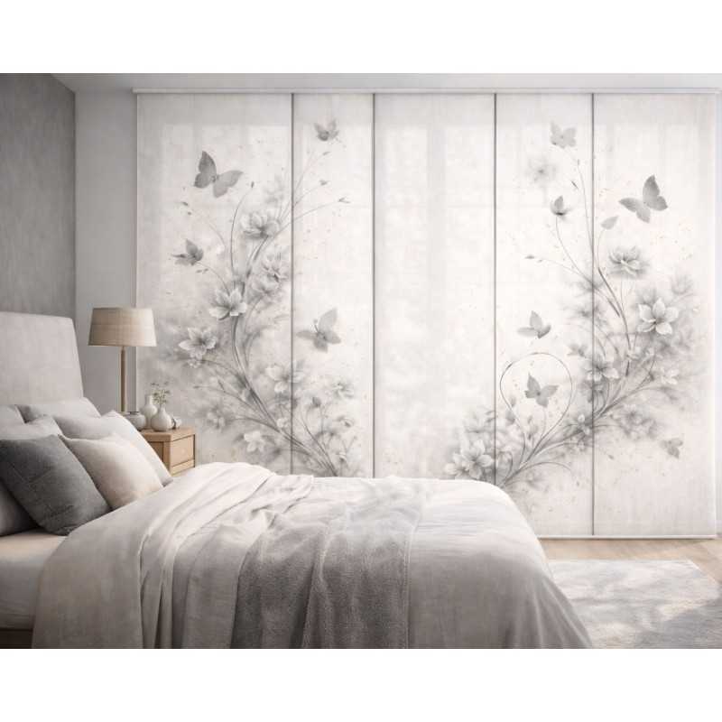 Panel Japonés Mariposas Gris Humo a Medida | Estores Iroa