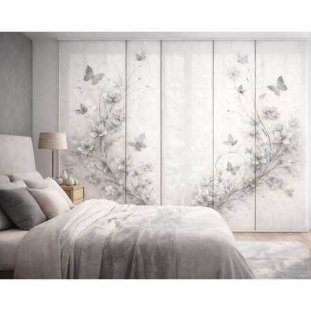 Panel Japonés Mariposas Gris Humo a Medida | Estores Iroa