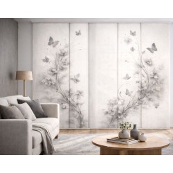 Panel Japonés Mariposas Gris Humo a Medida | Estores Iroa