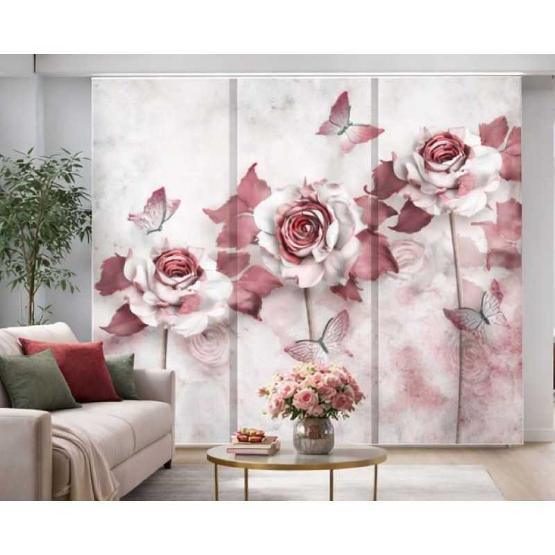 Panel Japonés SHARA BLOOM Floral 3D a Medida- Estores Iroa