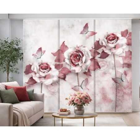 Panel Japonés SHARA BLOOM Floral 3D a Medida- Estores Iroa